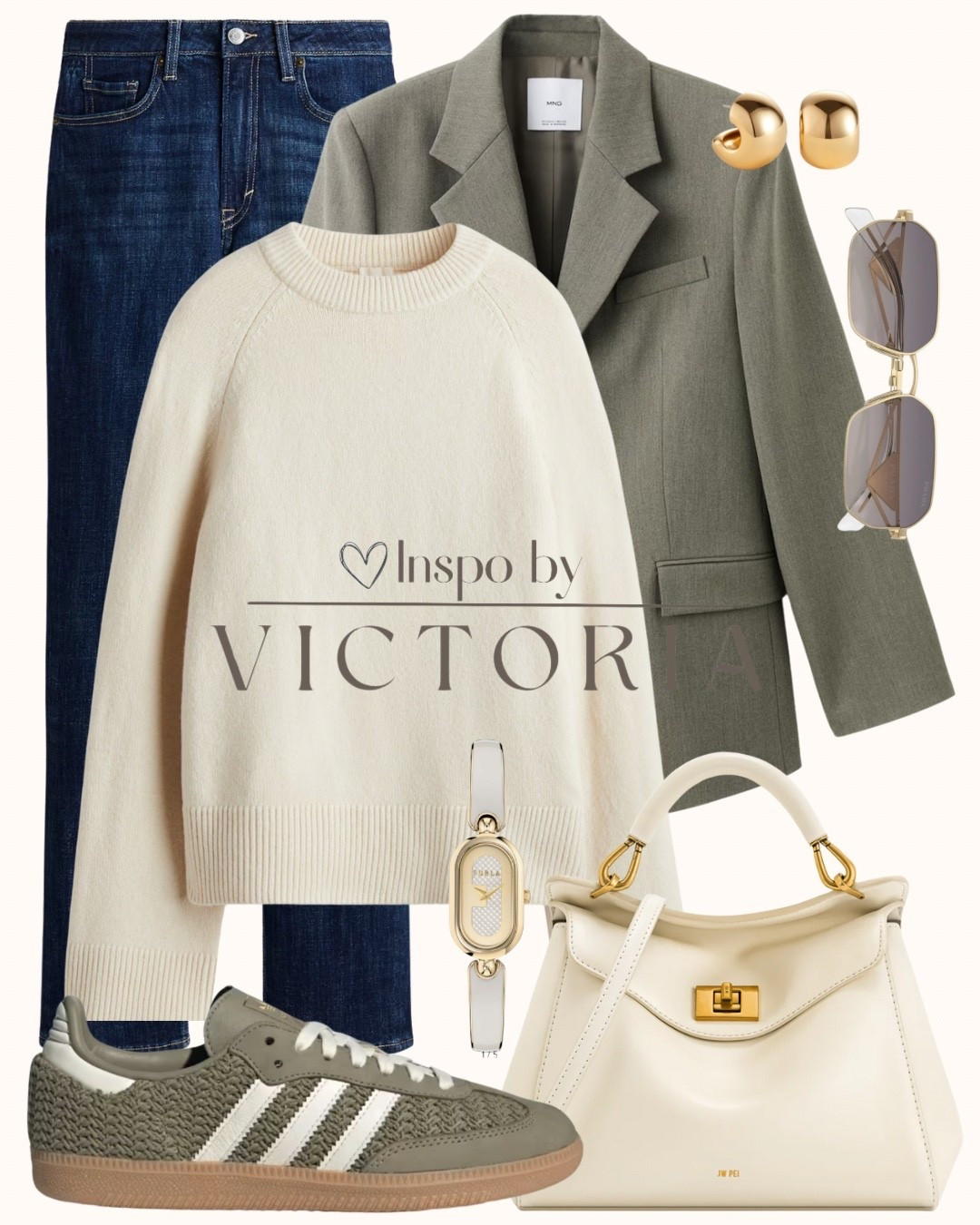 Effortlessly elevated casual ✨
Styling my fall uniform — structured blazer, cozy knit, classic denim & sneakers for that perfect mix of polish and comfort 🤍
👜 Neutral accessories keep it timeless while gold accents add a touch of glam.

#ootd #fallstyle #neutraloutfit #capsulewardrobe #blazeroutfit #smartcasual #ltkfashion #ltkstyle #ltkfall #minimalstyle #streetstyle

#LTKStyleTip #LTKFindsUnder50 #LTKItBag