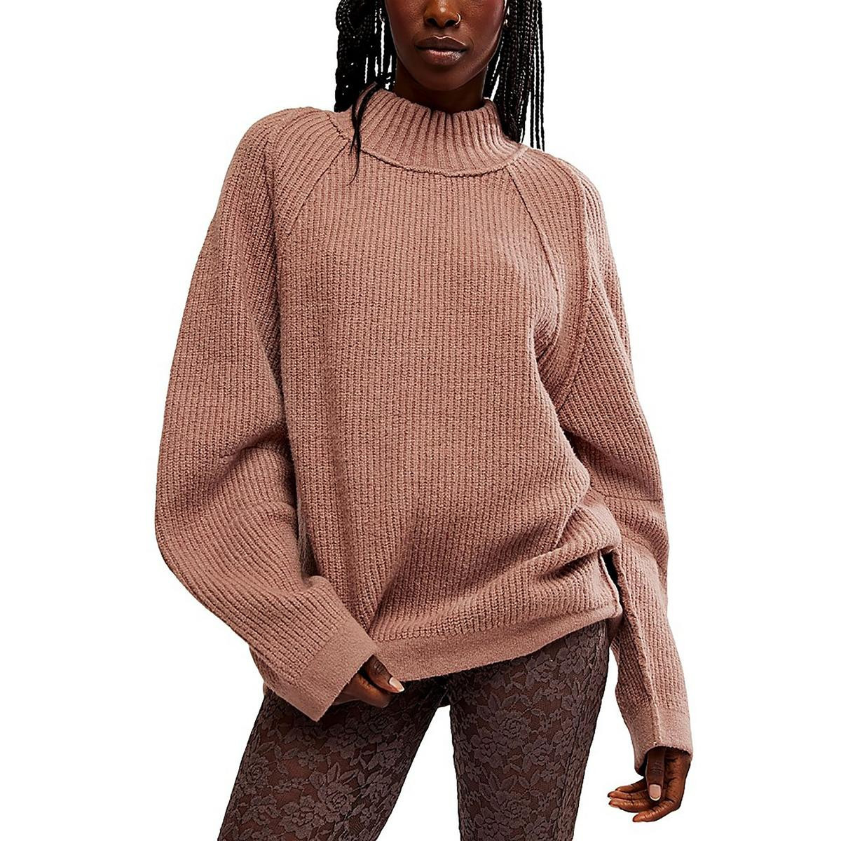 Womens Ribbed Cotton Mock Turtleneck Sweater | Shop Simon