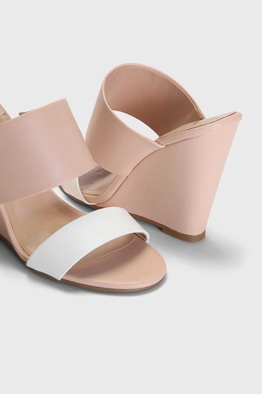 Biava Light Nude and White Wedge Sandals | Lulus (US)