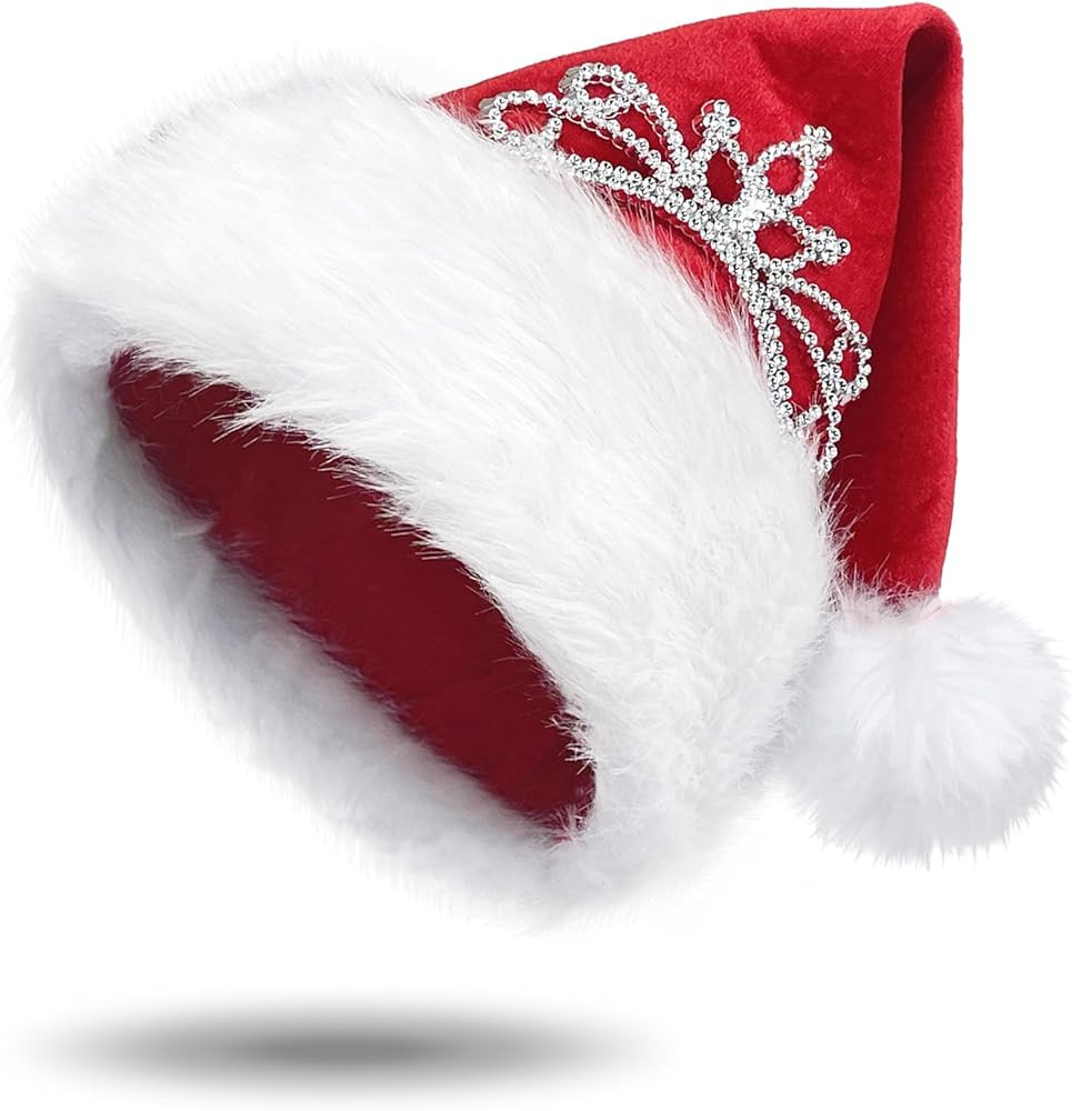 QLINLEAF Christmas Santa Hat Adults Plush Xmas Hats for Christmas New Year Festive Party Supplies | Amazon (US)