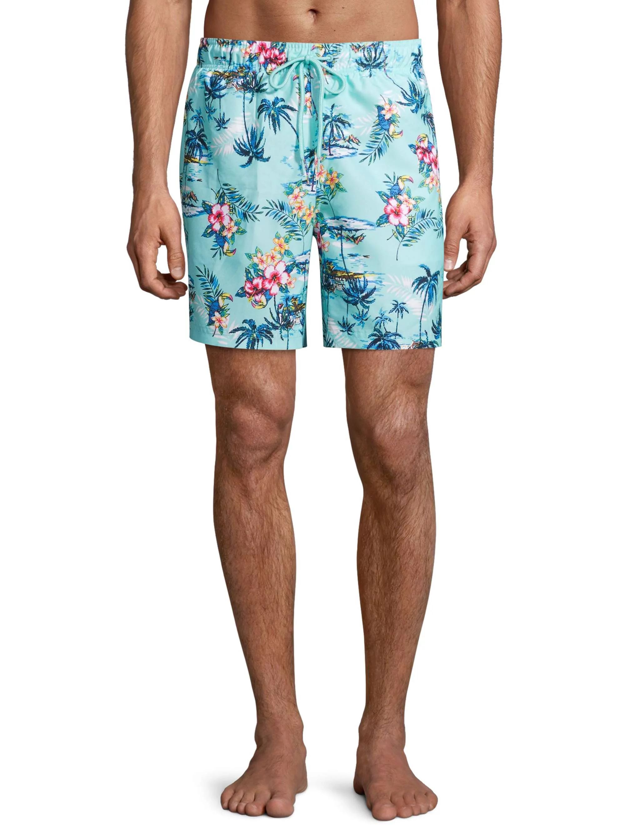 George Men's and Big Men's 6" Novelty Swim Trunk with Tropical Florals, up to Size 3XL | Walmart (US)