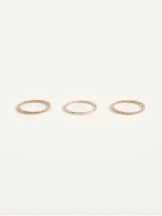 Real Gold-Plated Band Rings 3-Pack For Women | Old Navy (US)
