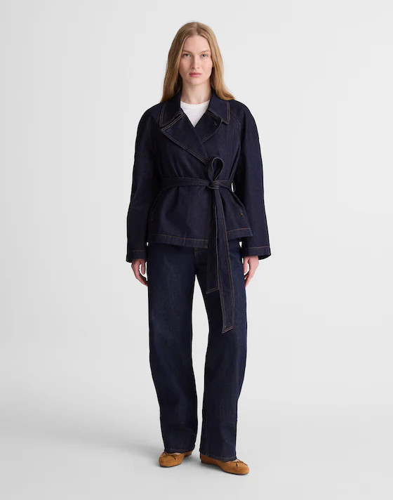 Denim Double-Breasted Crop Trench Coat | Madewell