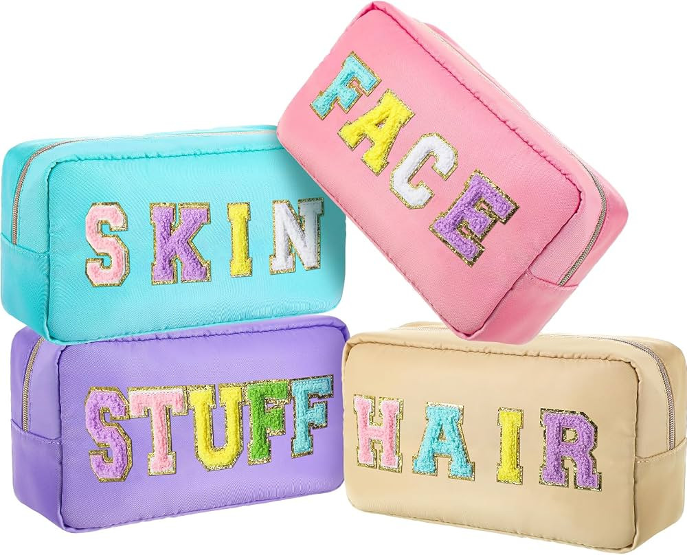Remerry 4 Pcs Makeup Bag Travel Cosmetic Bag Organization Chenille Letter Toiletries Stuff Pouch ... | Amazon (US)