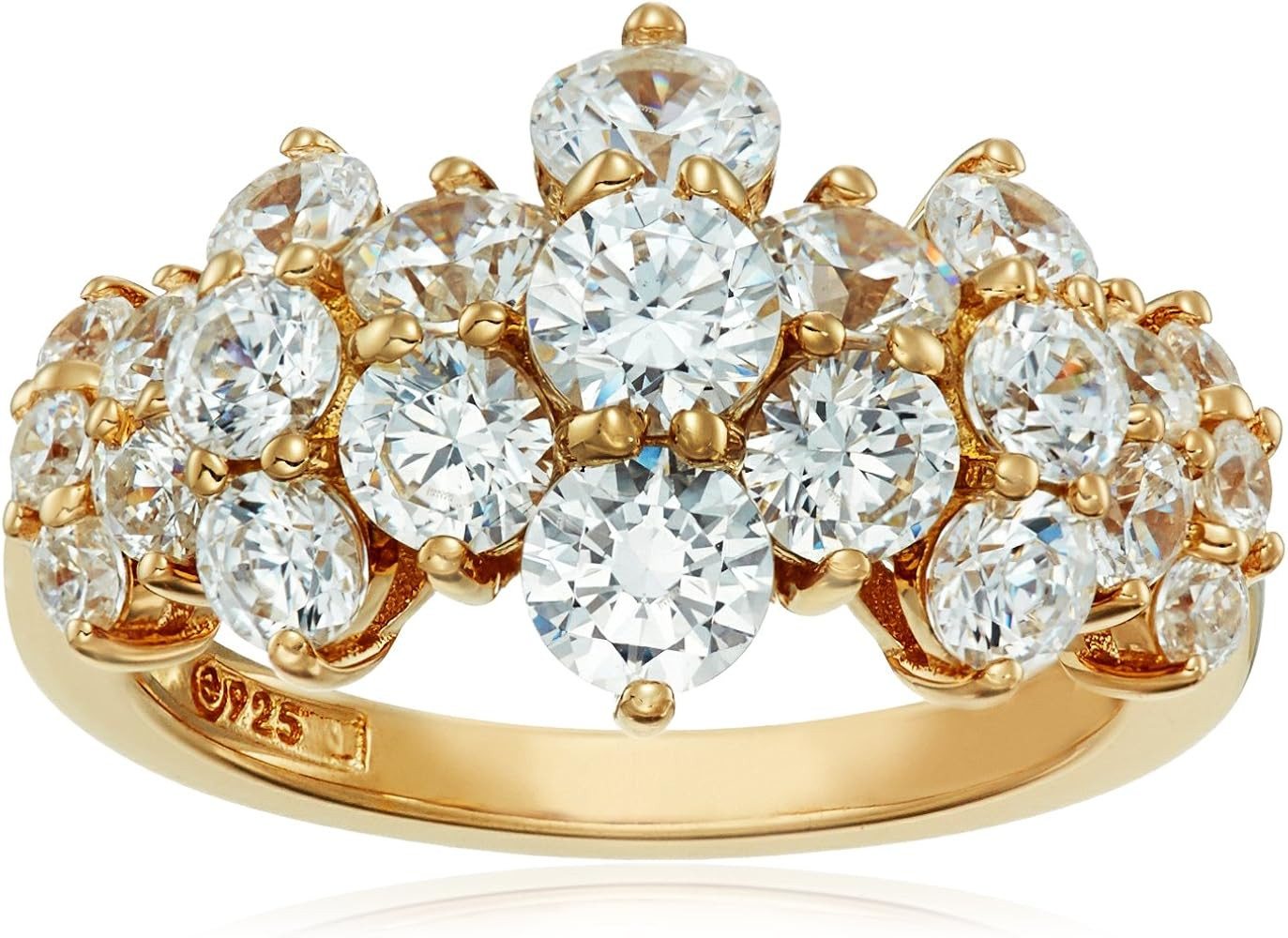 Amazon Collection Yellow-Gold-Plated Sterling Silver Swarovski Zirconia Cluster Ring | Amazon (US)
