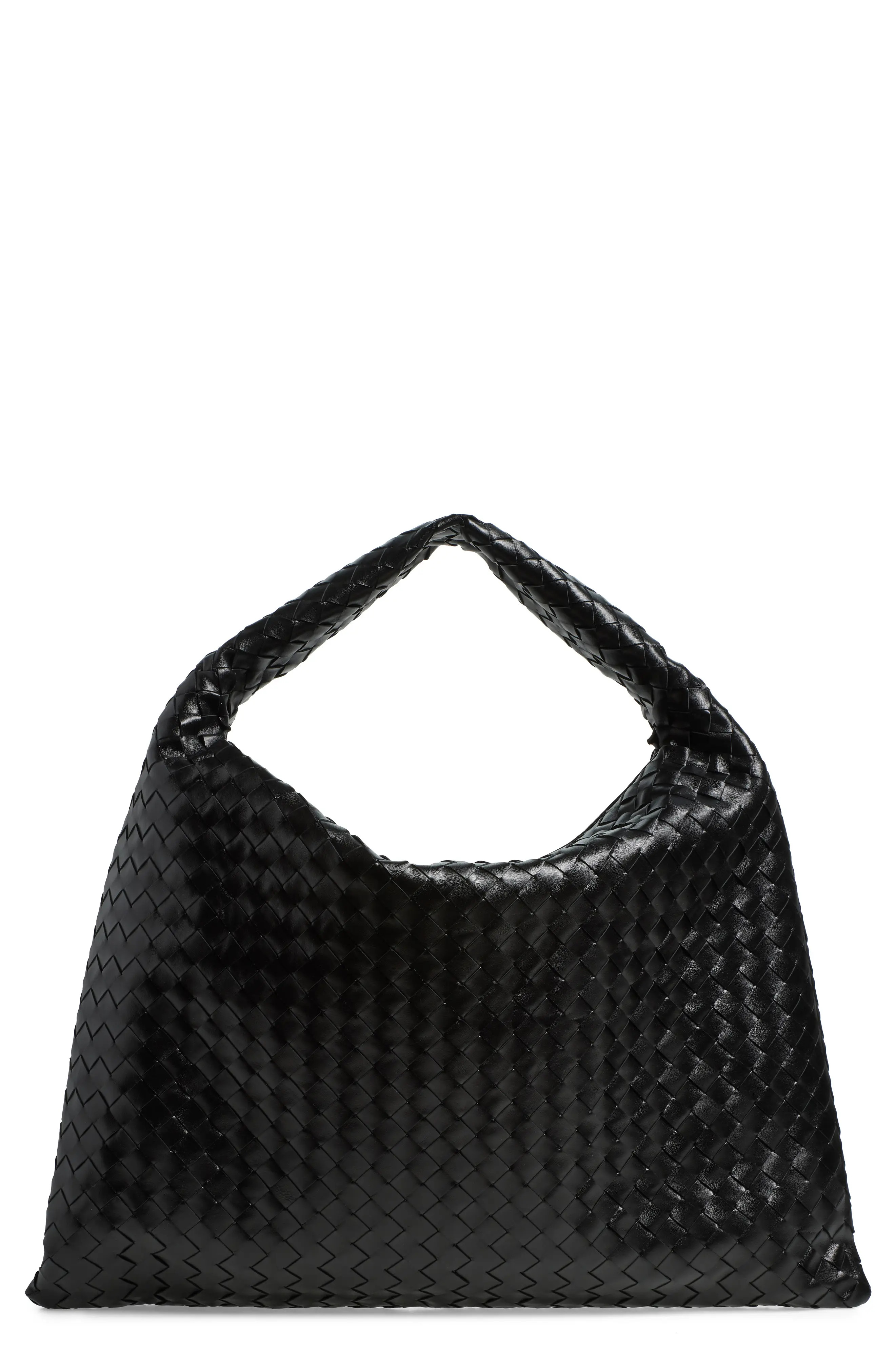 Bottega Veneta Large Hop Intrecciato Leather Hobo Bag in Space/Brass at Nordstrom | Nordstrom