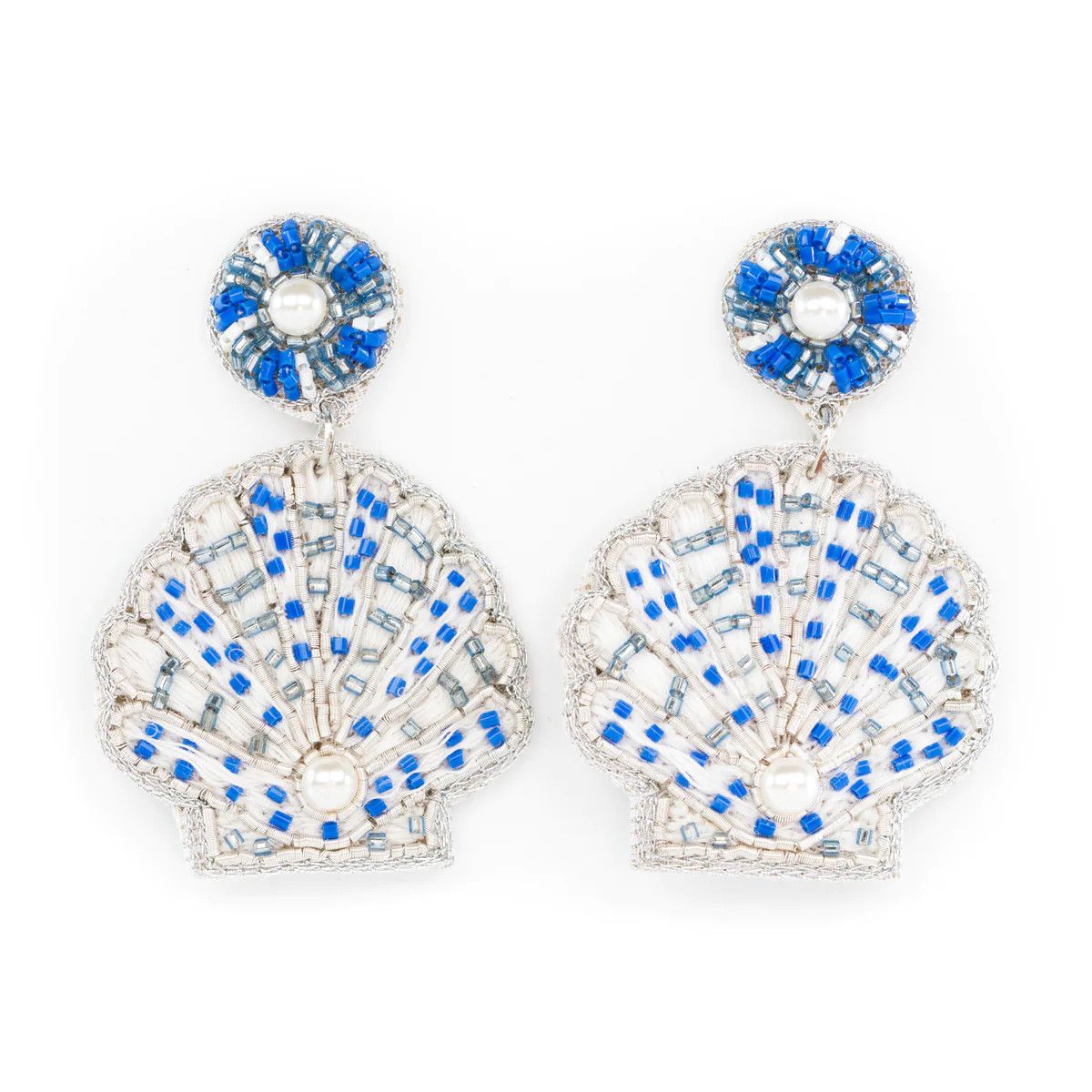 Blue and White Shell Earrings | Beth Ladd Collections