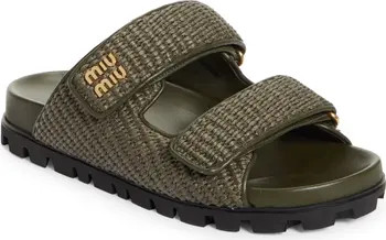 Raffia Double Band Slide Sandal (Women) | Nordstrom