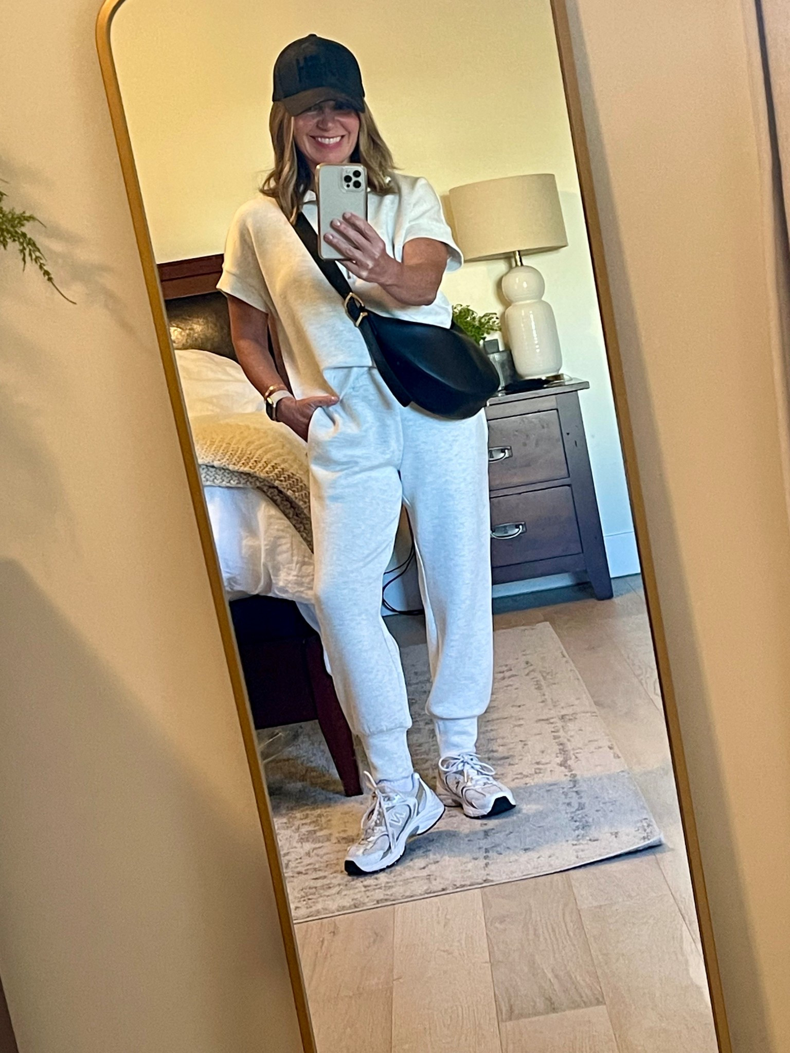 Love this comfy set… elevated lounge! Was perfect for after-school sports activities now that it’s finally cooling down! Pants are great for petites too in shorter length (and can be cuffed under in long length). 
Pairing with one of my favorite sneakers and leather sling bag! 
#petite #ltkover50
Top - xxs
Pants - xs 
Hat - Nash (linked similar)
Sneakers New Balance 
Bag - Madewell




#LTKActive #LTKPetite #LTKOver40