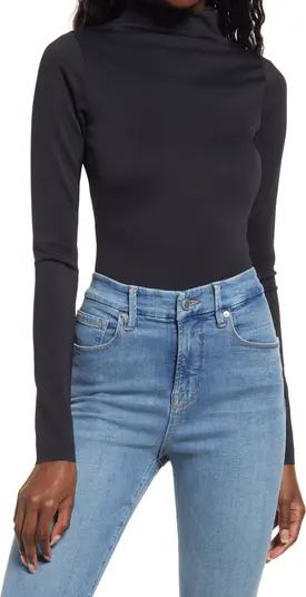 Good American Scuba Funnel Neck Long Sleeve Bodysuit | Nordstrom | Nordstrom