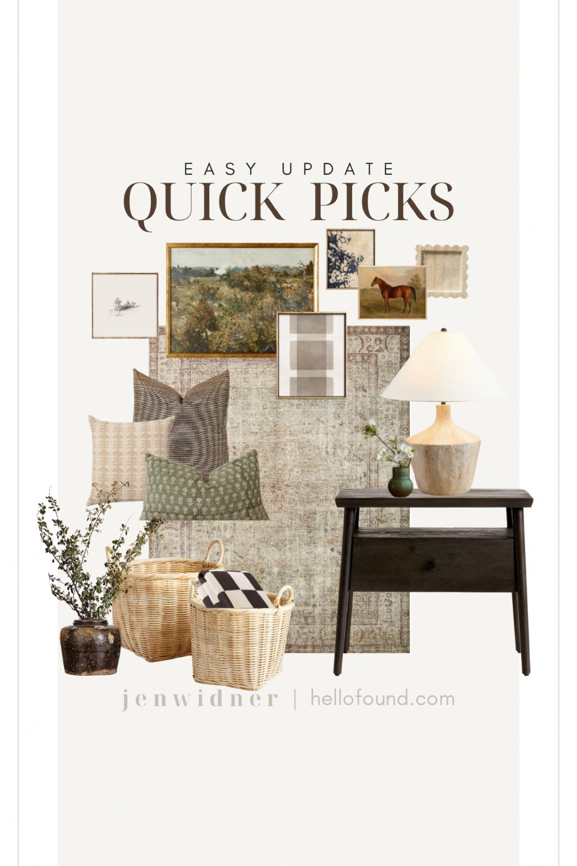 My favorite decor picks for easy ways to update or refresh your space!

Printable art. Rug. Landscape art. Night stand. Baskets. Bean pot. Brown vase. Loloi. Wavy tray. Travertine. Checker throw. Vase. Pillows.

#homedecor #lighting #nightstand #organization #springrefresh

#LTKSeasonal #LTKhome #LTKFind