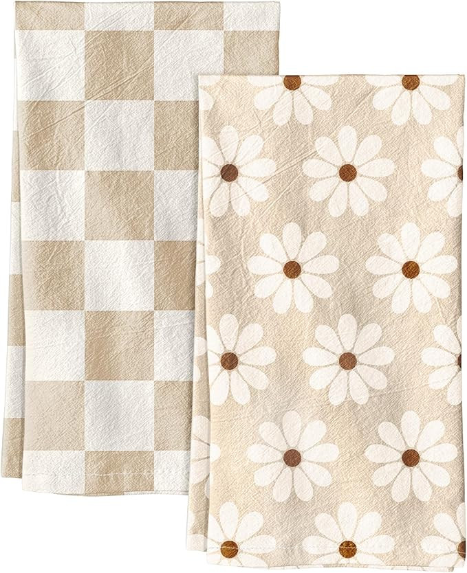 Miss Adola 2 Pack Flour Sack Kitchen Towels - 16x26 Inch Cotton Dish Towels with Hanging Loop Reu... | Amazon (US)