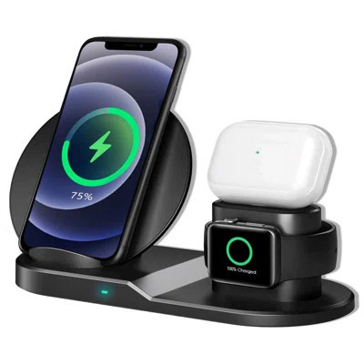 5 Core 3 in 1 Charging Station Qi Wireless Charger 10W / 15W Fast Wireless Charge Pad with Portable Travel Charger for Multiple Devices for Qi Phones | Wayfair Professional
