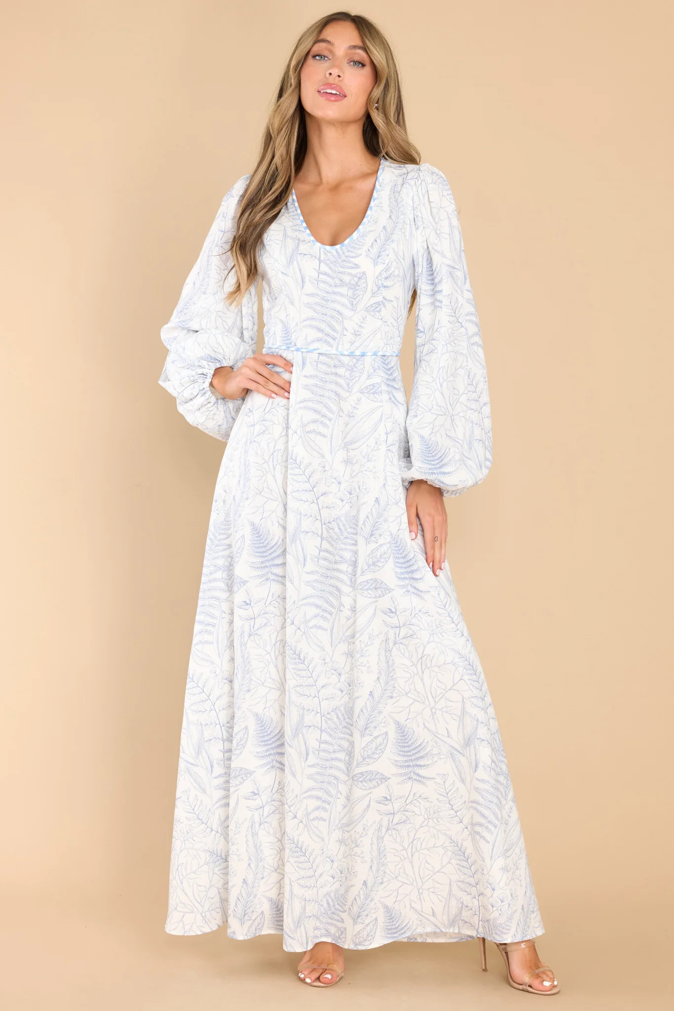 Practicing Peaceful Blue Print Maxi Dress | Red Dress 