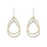 ALLISON ROSE ATELIER Classic Double Strand Hoop Open Teardrop Shape Earrings with Glass Stone Accent | Amazon (US)