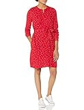 Amazon Essentials Women's Long-Sleeve Banded Collar Shirt Dress, Red Leaf, Small | Amazon (US)