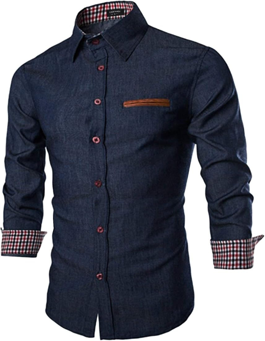 COOFANDY Men's Casual Dress Shirt Button Down Shirts Long-Sleeve Denim Work Shirt | Amazon (US)
