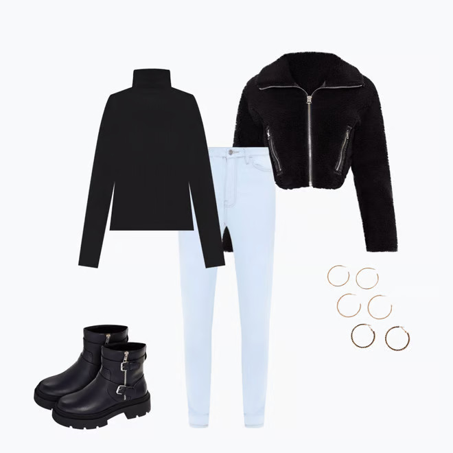 Faux Shearling Cropped Moto Jacket | Forever 21