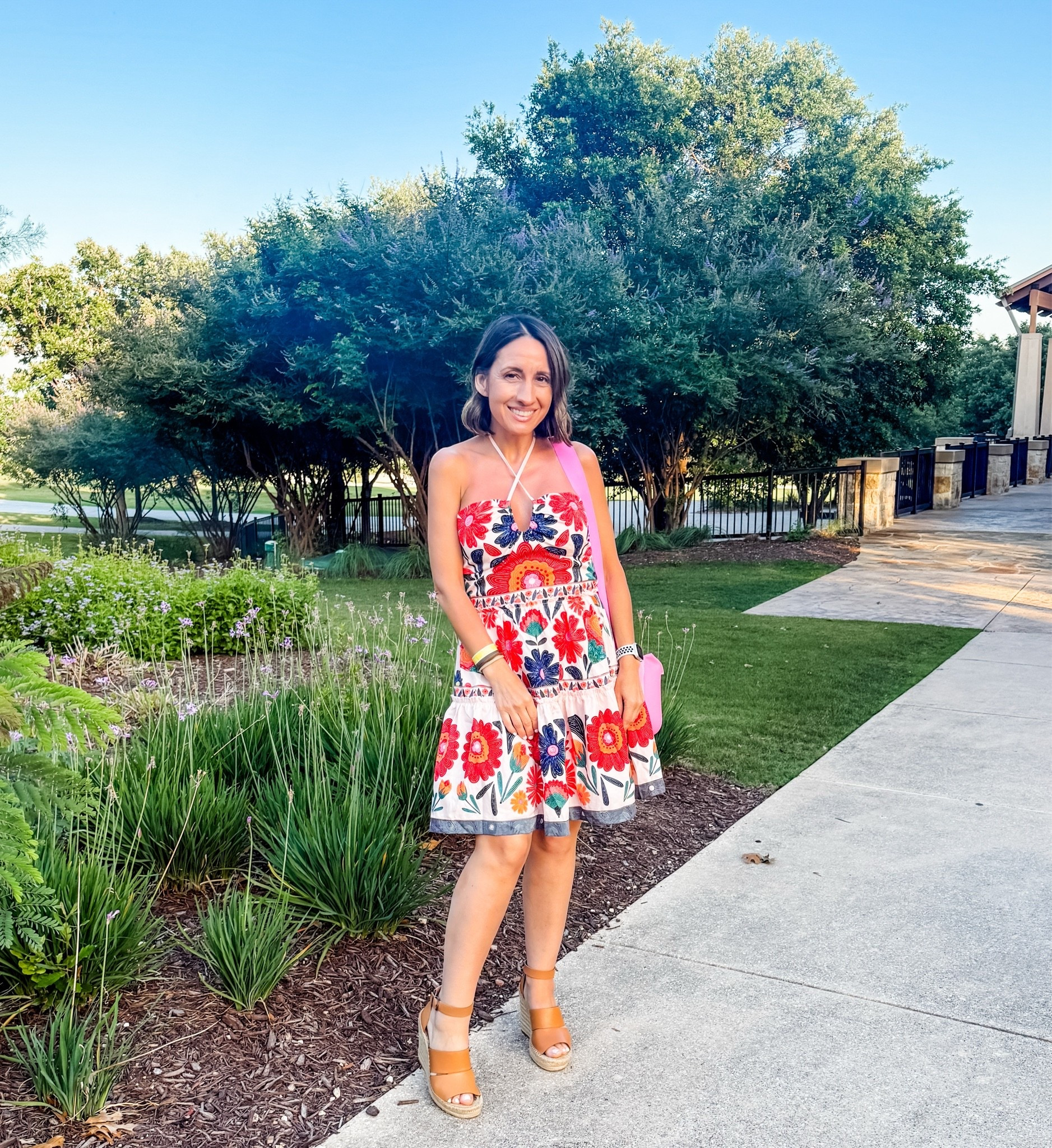 Floral sun dress with the prettiest details. It runs true to size. I’m wearing a small. 
Wedge sandals. 
Yeti Sidekick.

#LTKOver40 #LTKSeasonal #LTKPetite