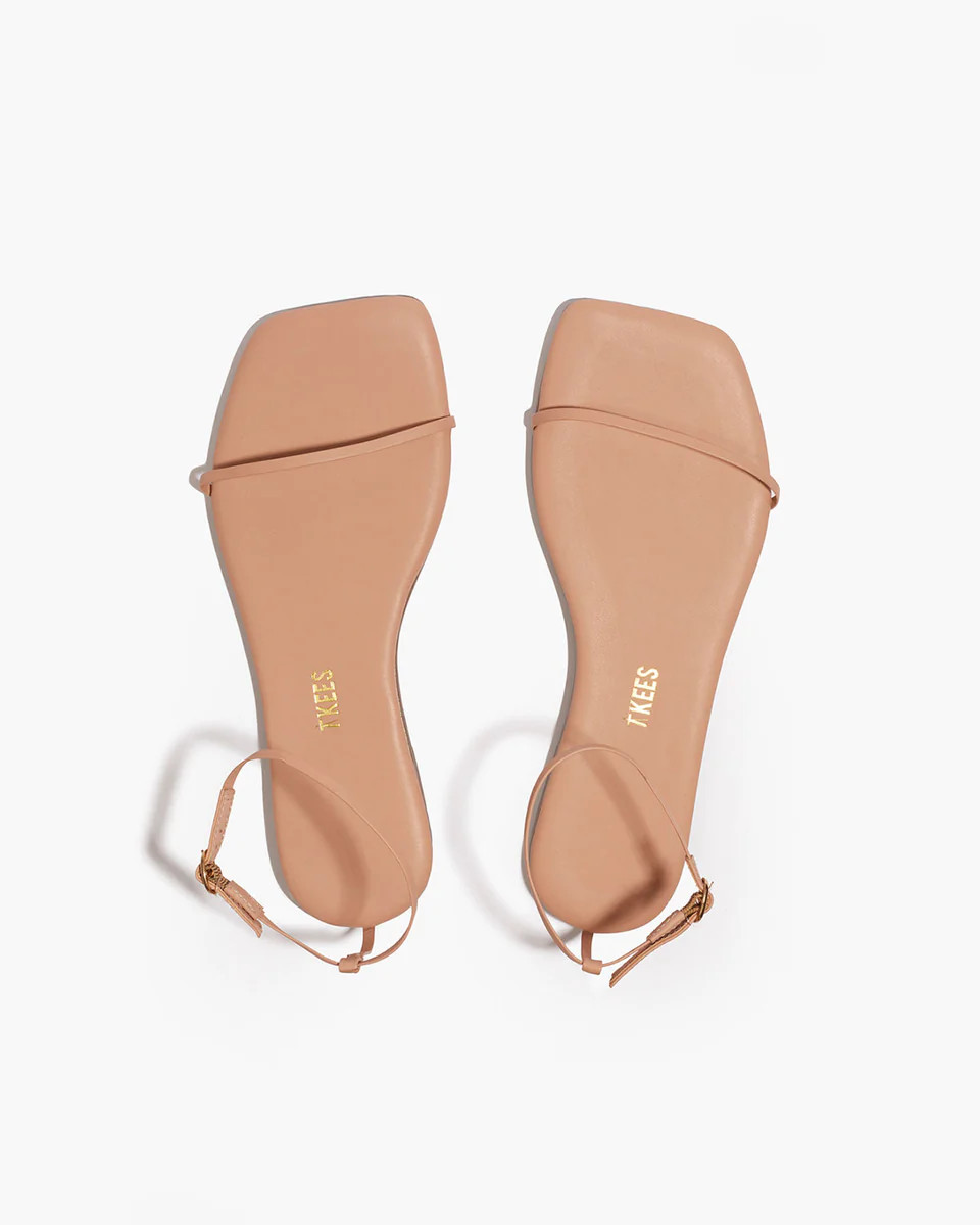 TKEES Square Toe Twiggy Leather Sandals in Nude Beach | TKEES