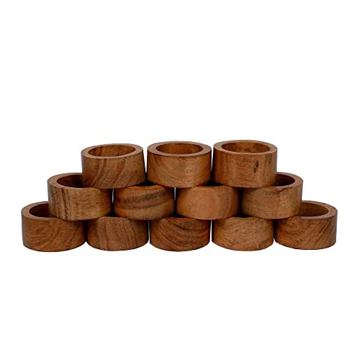 SAMHITA Handmade Acacia Wood Napkin Ring Set of 12 for Dining, Anniversary, Birthday, Christmas | Napkin Ring for Home and Kitchen Décor | Amazon (UK)