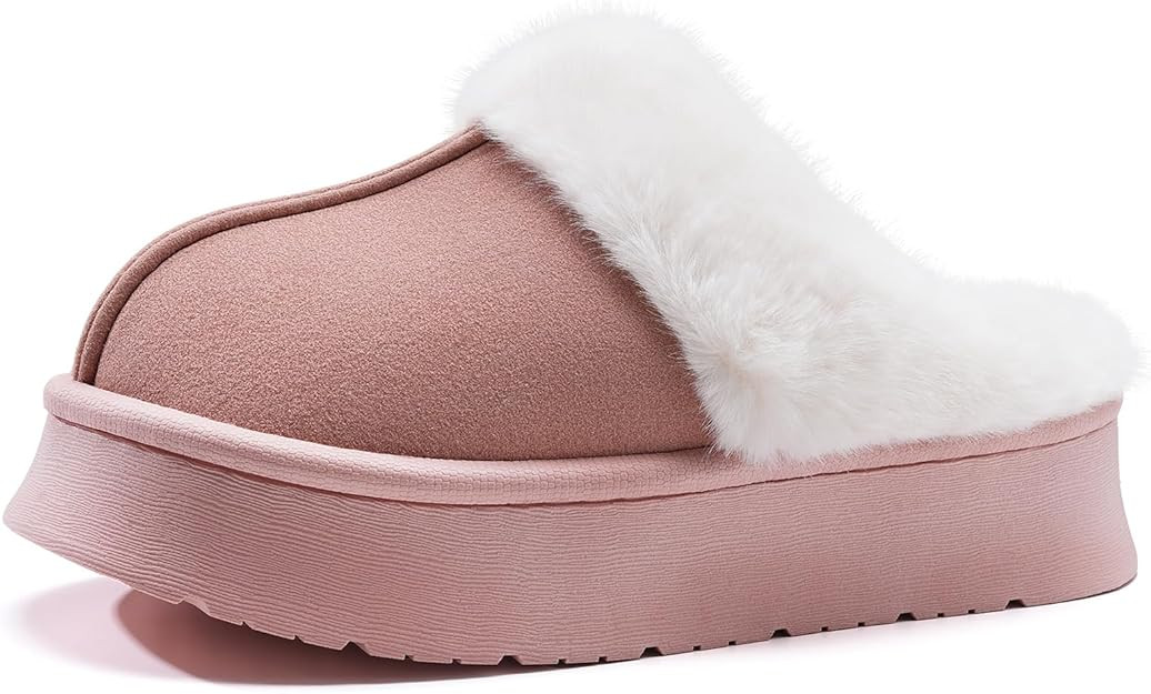 Slippers for Women Memory Foam House Slippers Thick Sole Slip-Resistant Fuzzy House Shoes Winter ... | Amazon (US)