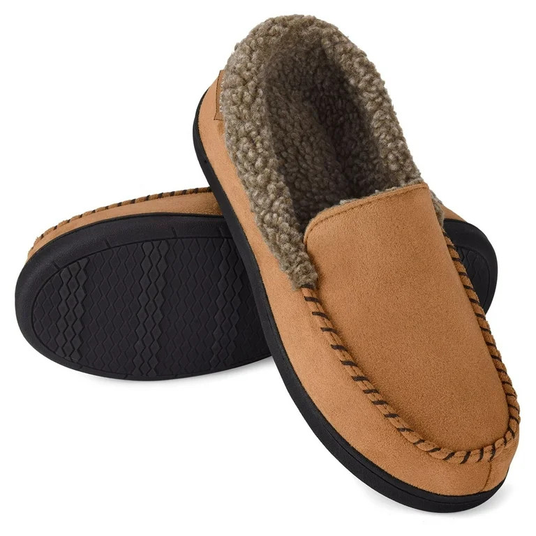VONMAY Men's Moccasin Slippers Fuzzy House Shoes with Whipstitch Indoor Outdoor | Walmart (US)