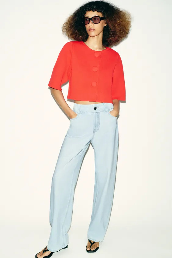 HIGH-WAIST - WIDE WAIST - STRAIGHT High-waist jeans with a wide waistband and five pockets. Strai... | Zara UK