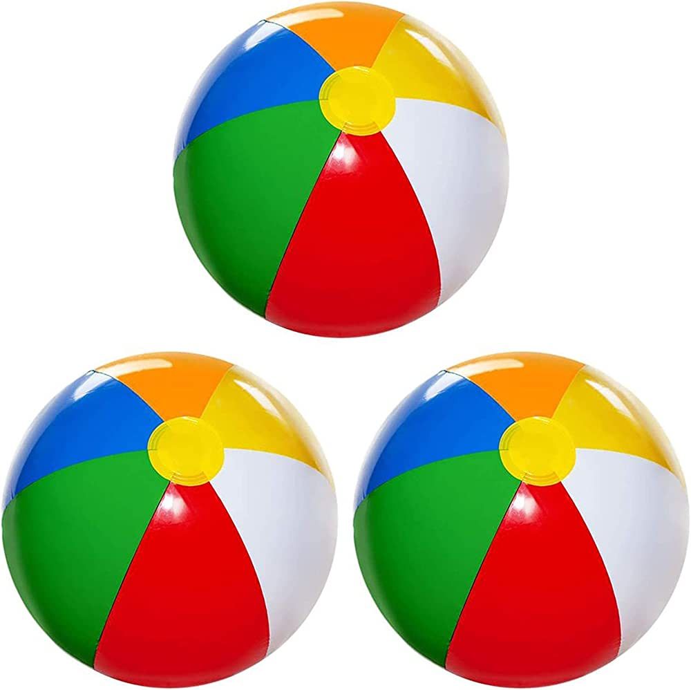 4E's Novelty Beach Balls [3 Pack] 20" Inflatable Beach Balls for Kids - Beach Toys for Kids & Tod... | Amazon (US)