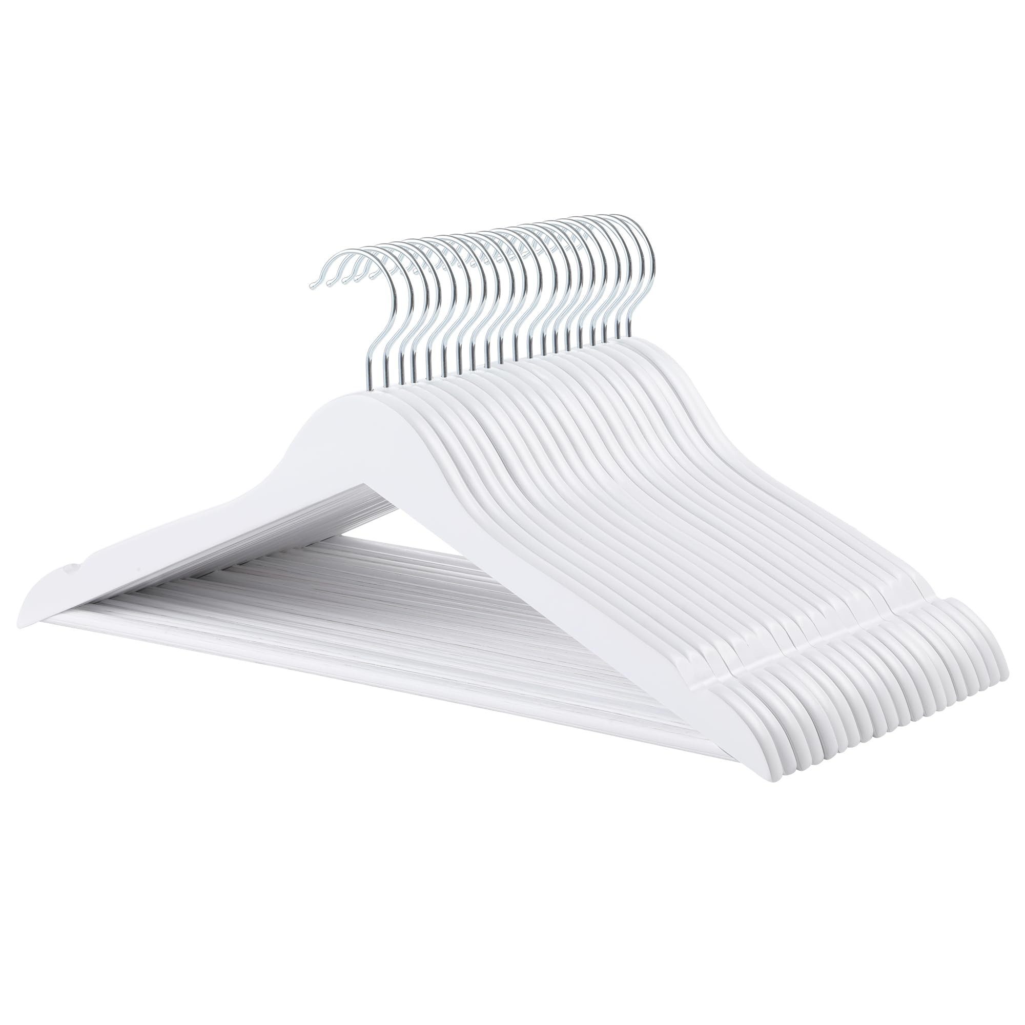 Amazon Basics Durable Wooden Clothes Hangers, 20-Pack, White | Amazon (US)