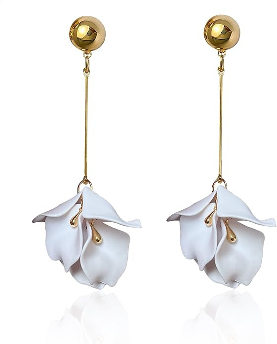 Just Follow Acrylic Rose Petal Earrings Dangle Exaggerated Flower Earrings Drop Statement Multico... | Amazon (US)