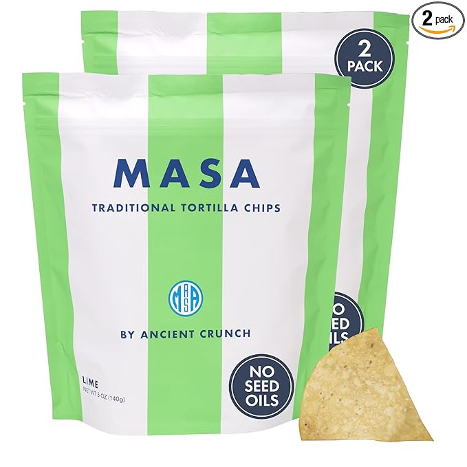 MASA Chips - Lime Flavored Tortilla Chips, Handmade Corn Chips & Crisps - Naturally Grown White C... | Amazon (US)
