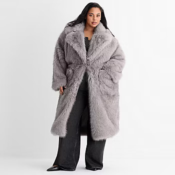 new!Ashley Graham Womens Plus Faux Fur Coat | JCPenney