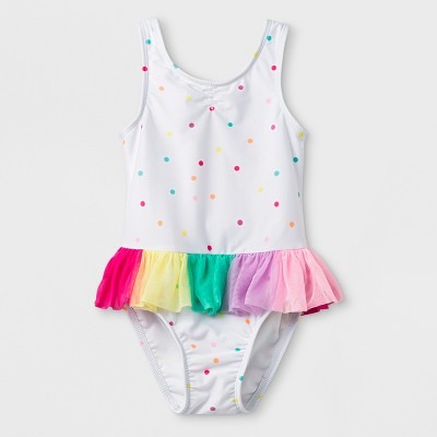 Toddler Girls' One Piece Swimsuit with Tutu and Bow Back - Cat & Jack™ White | Target