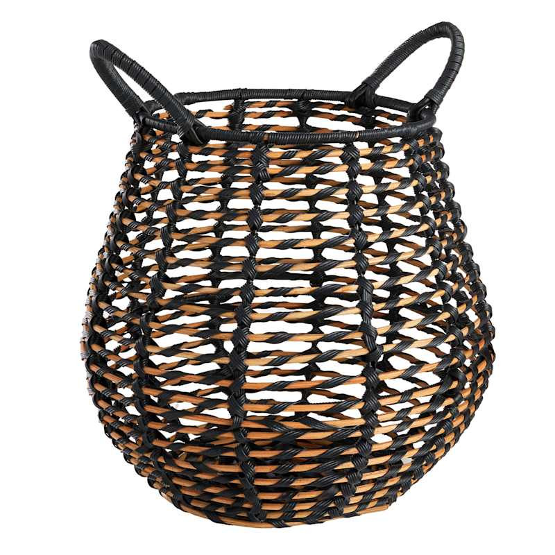 Rocco Black & Natural Rattan Storage Basket, Medium | At Home