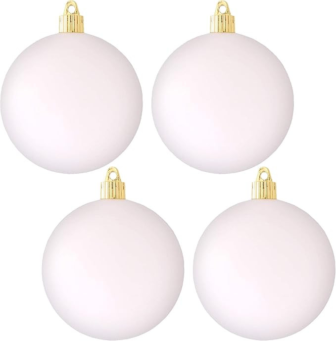 Christmas By Krebs 4" (100mm) Velvet Cloud White [4 Pieces] Solid Commercial Grade Indoor and Out... | Amazon (US)