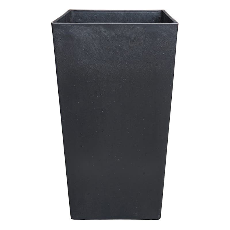 Tall Square Black Planter, 21" | At Home
