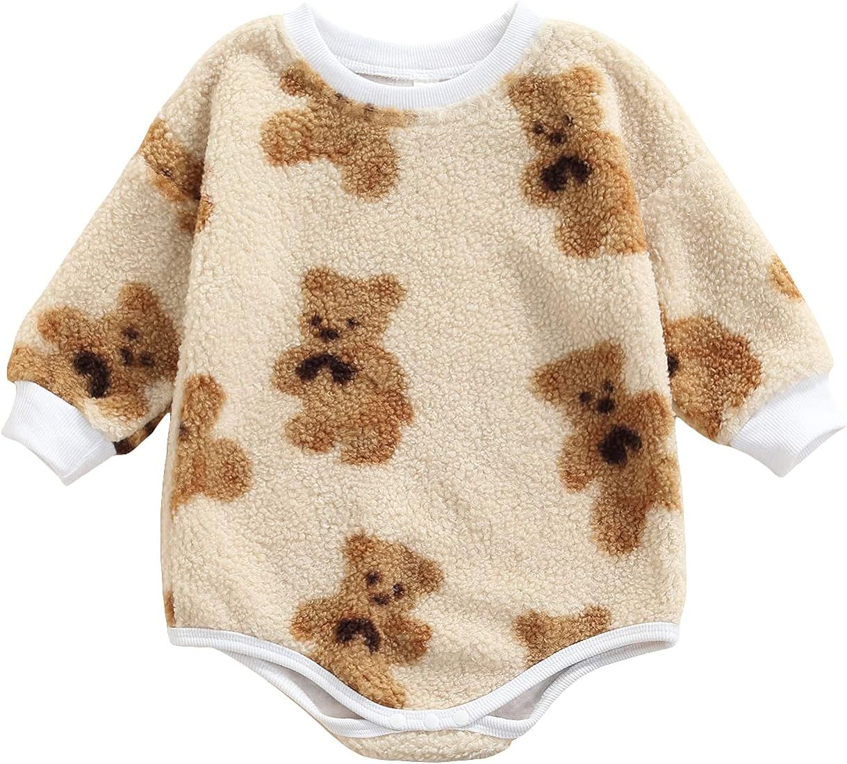 Baby Boy Girl Crewneck Sweatshirt Romper Long Sleeve Oversized Sweater Bodysuit Pullover Top Fall Cl | Amazon (US)
