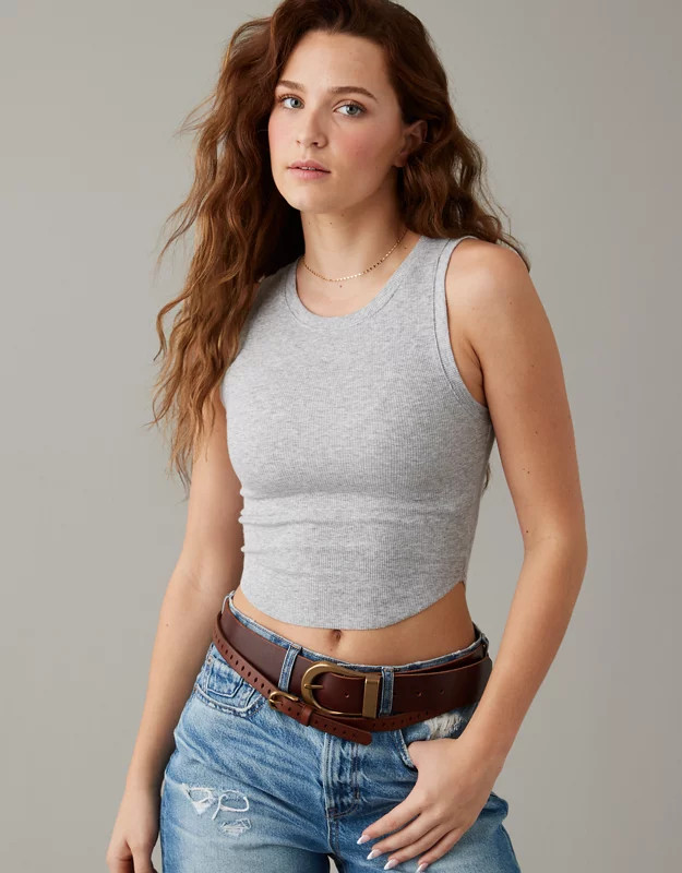 AE Cropped High Neck Daily Fave Tank Top | American Eagle Outfitters (US & CA)