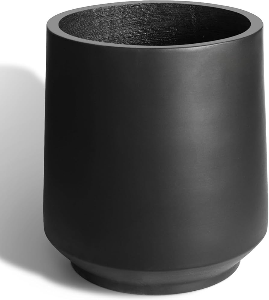 Concrete Planter Outdoor Indoor, Large Cement Plant Pots for Trees Flowers (Black, 17 inch) | Amazon (US)