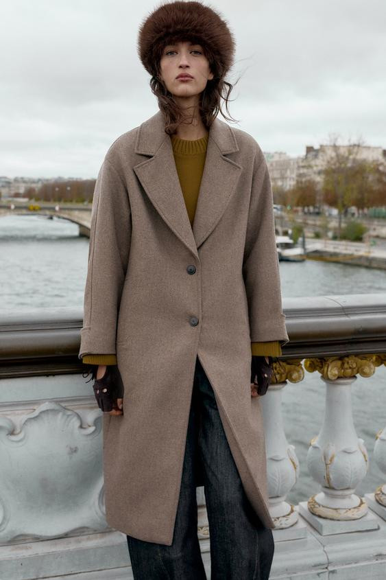OVERSIZED WOOL COAT WITH CONTRAST CUFF | Zara US