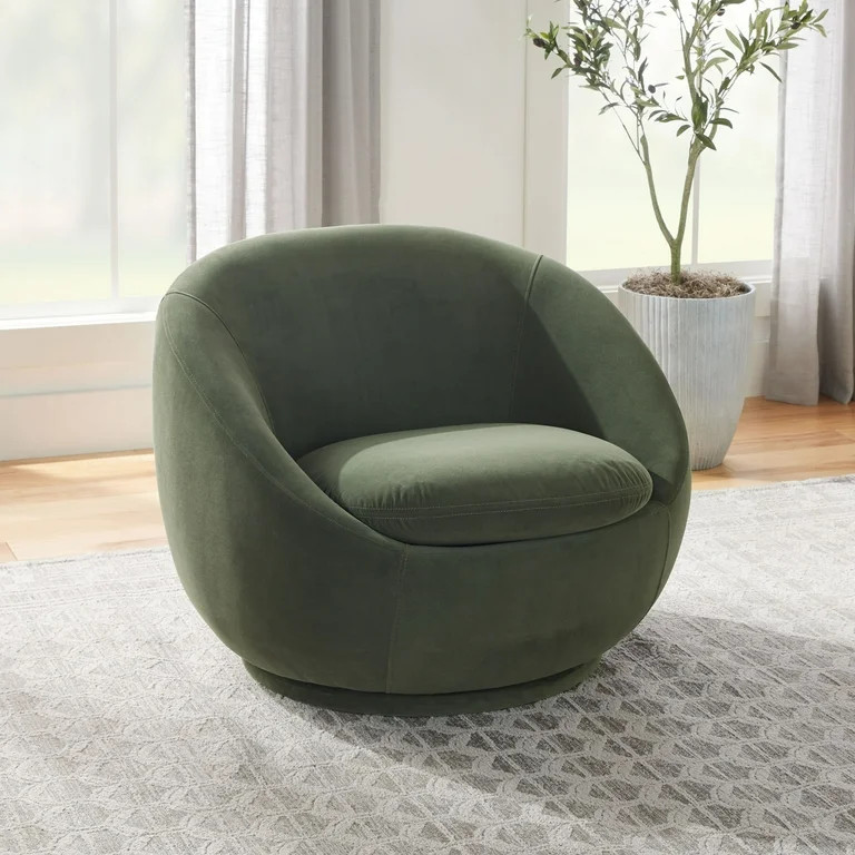 Better Homes & Gardens Mira Swivel Chair, Olive Velvet | Walmart (US)