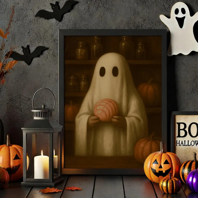Ghost Conchas Print, Mexican Ghost Poster Print, Ghost Cafecito Wall Art, Spooky Conchas Hallowee... | Etsy (US)