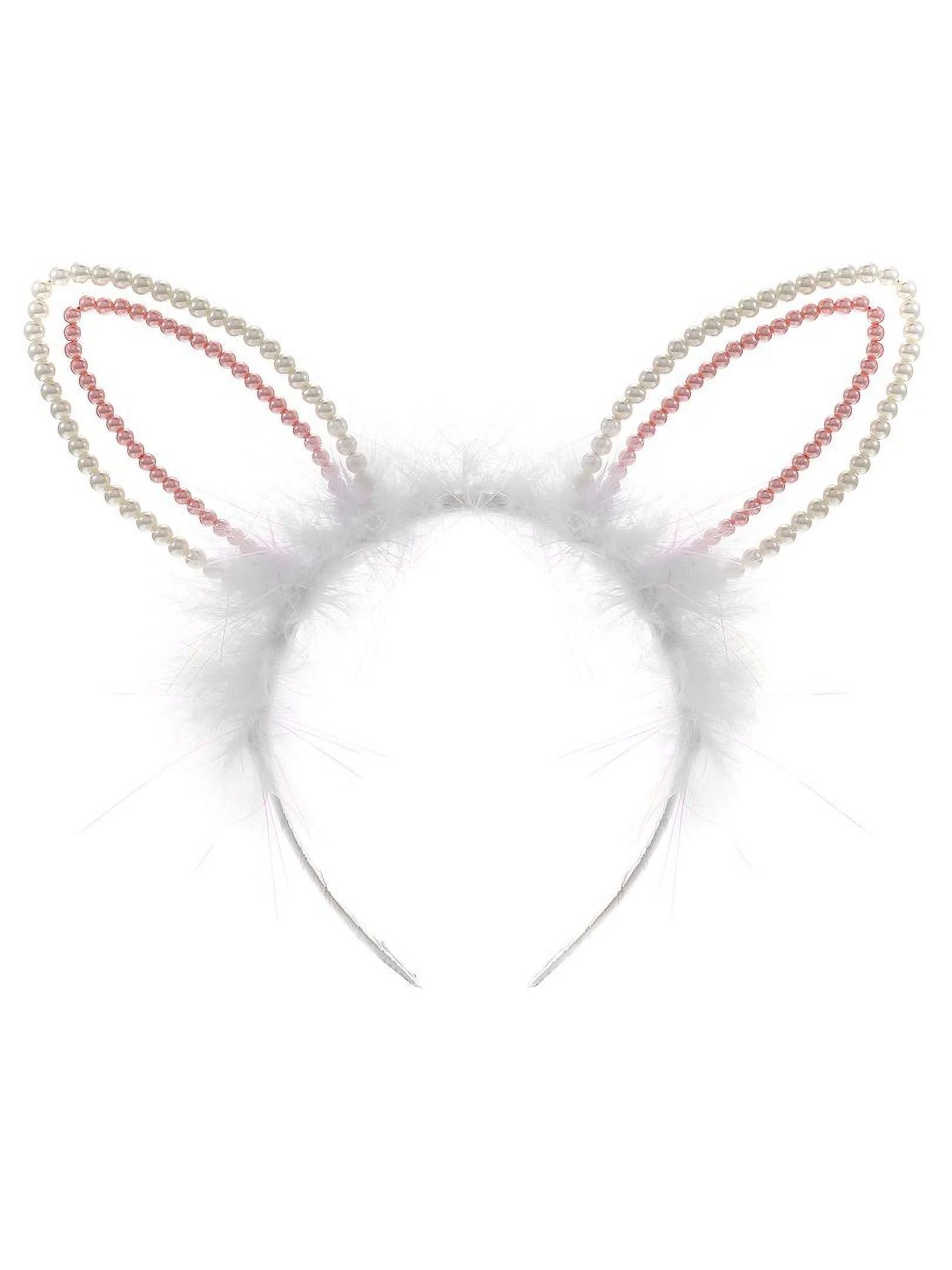 Way to Celebrate Easter Pearl and Faux Fur Bunny Ear Headband, Female, Pink | Walmart (US)