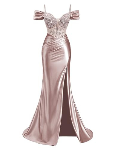 ForElise 2026 Crystal Prom Dresses for Women Corset V Neck Dusty Rose Formal Dress for Women Size 14 | Amazon (US)
