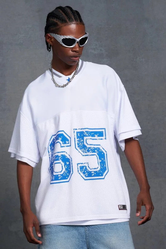 Gunna Oversized 65 Printed Hockey Jersey | boohooMAN (US & Canada)