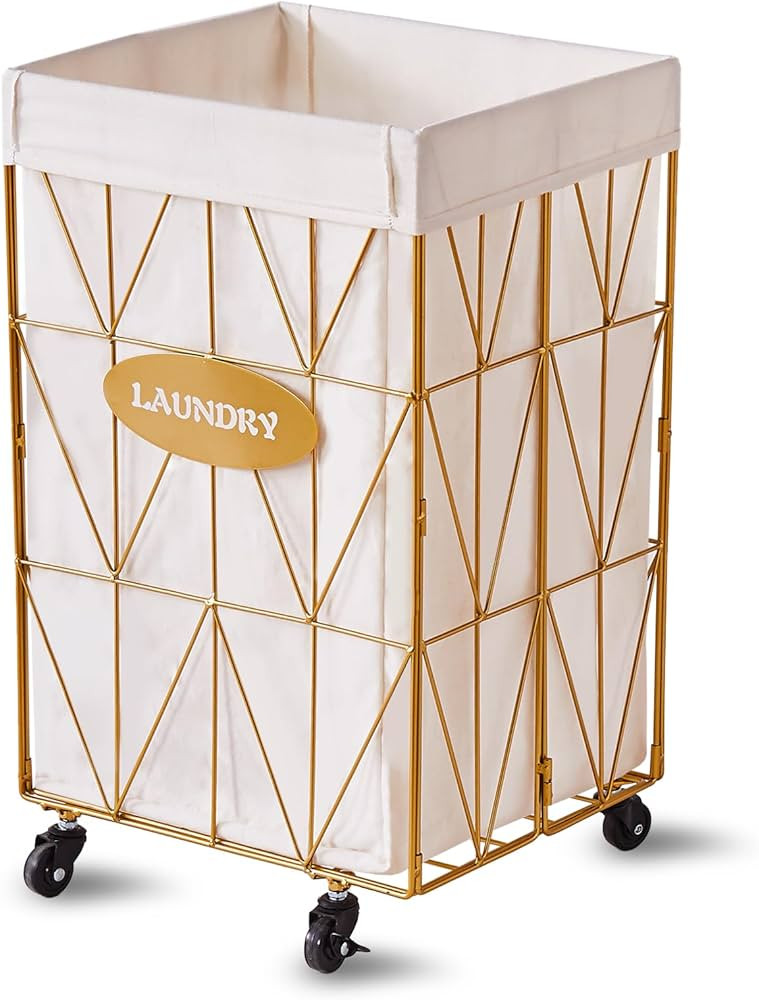 Mxfurhawa Collapsible Laundry Hamper with Wheels, 65L Capacity and Removable Liner, Sturdy Metal ... | Amazon (US)