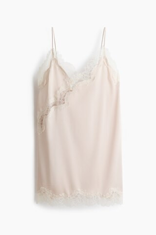 H & M - Lace-Trimmed Satin Nightgown - Beige | H&M (US + CA)