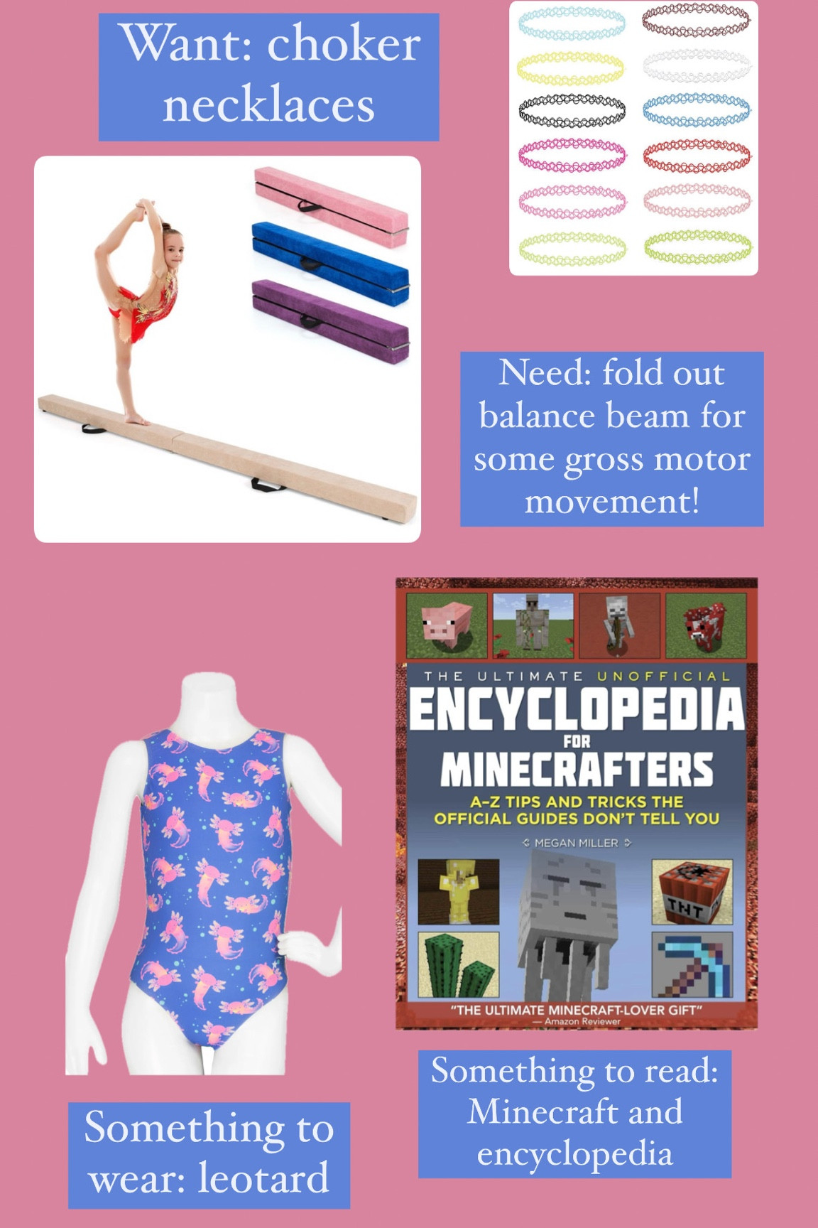 What I’m getting my seven-year-old for Christmas!



Want, need, something to wear, something to read, sensory play, 7 year old gift ideas, gymnastics, balance beam, gross motor movement, Minecraft 

#LTKGiftGuide #LTKHoliday #LTKKids