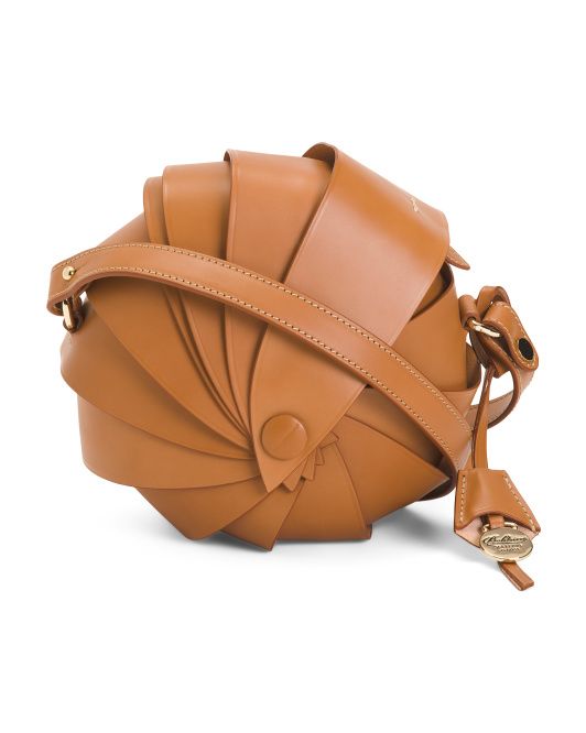 Made In Italy Leather Round Shell Crossbody With Detachable Strap | TJ Maxx